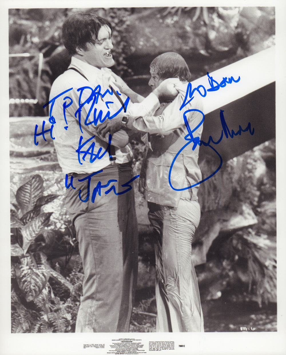 Roger Moore & Richard Kiel Moonraker James Bond 8x10 Signed Personalized Photo