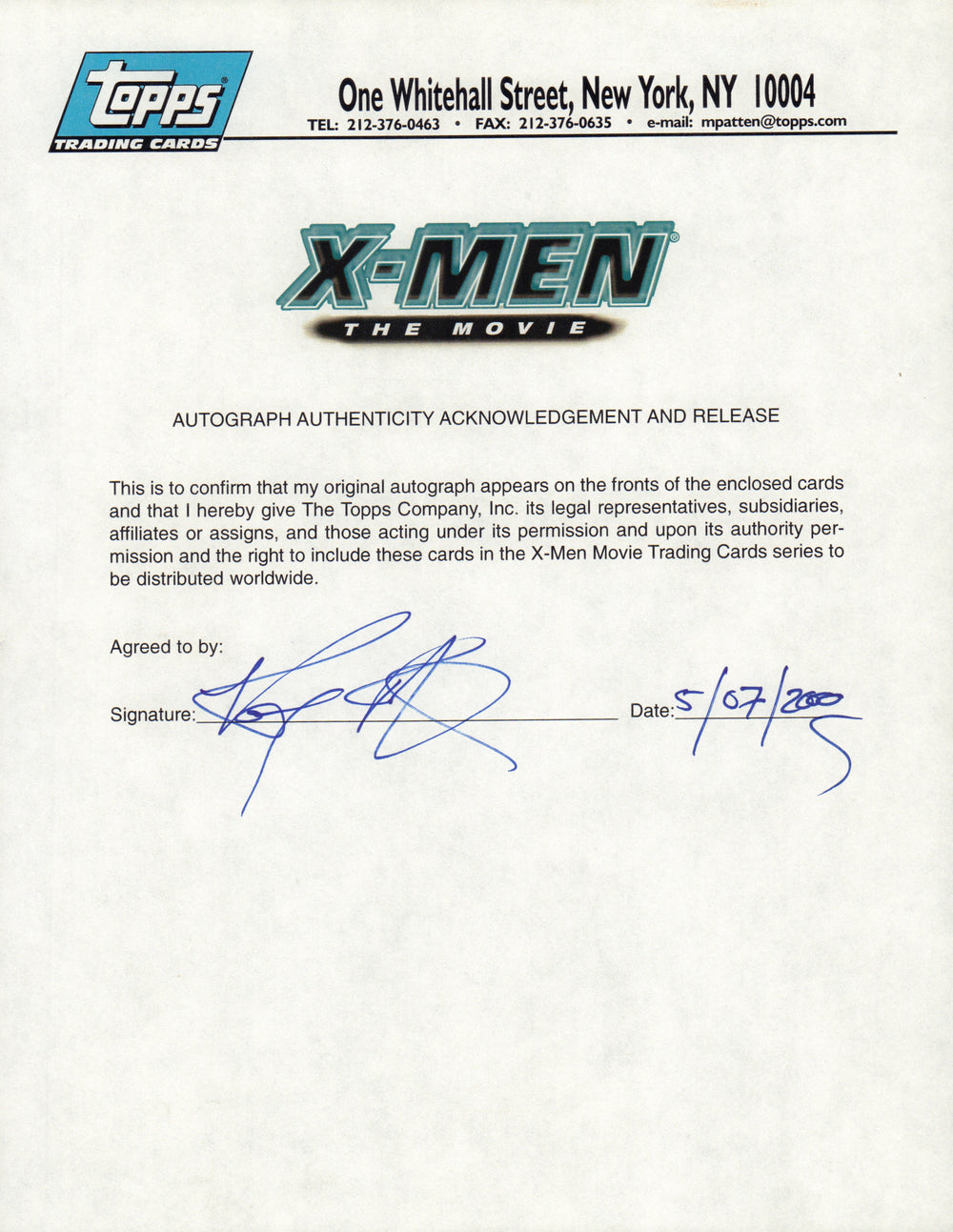 ＸMEN　TOAD役レイパークサイン入りポートレート Ray Park as Toad in X-Men Topps Signed Trading Card (Beckett