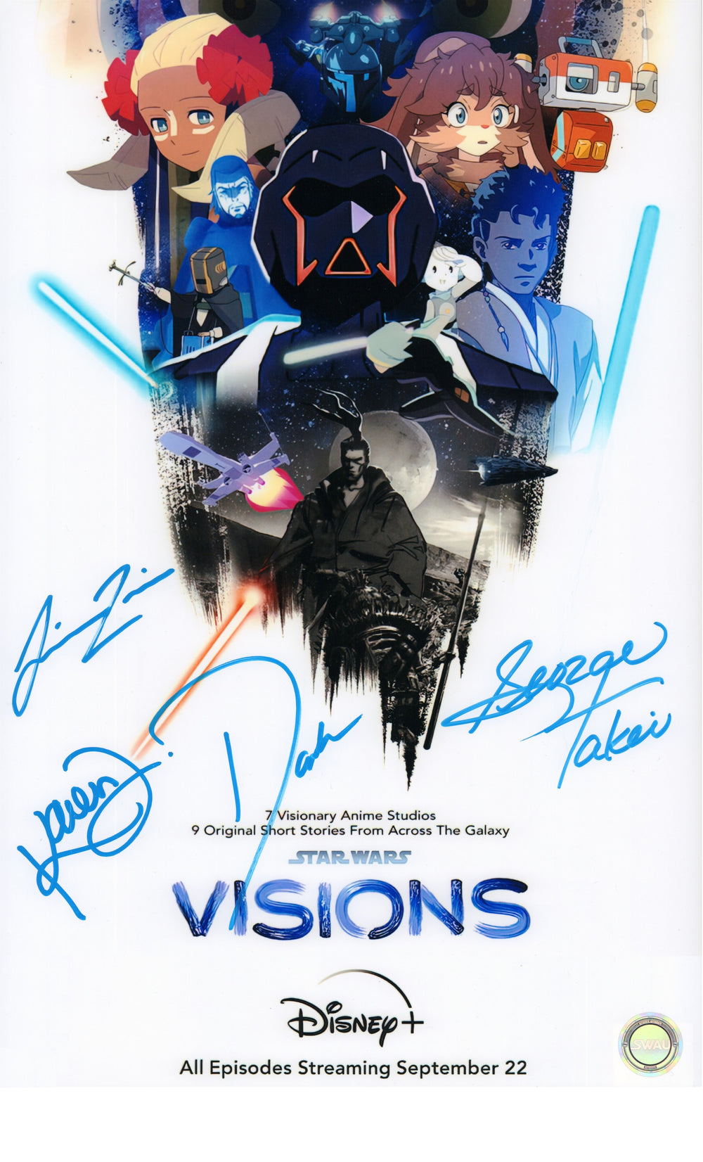 Star Wars: Visions 11x17 Mini Poster Signed by Simu Liu, David Harbour, George Takei, & Karen Fukuhara