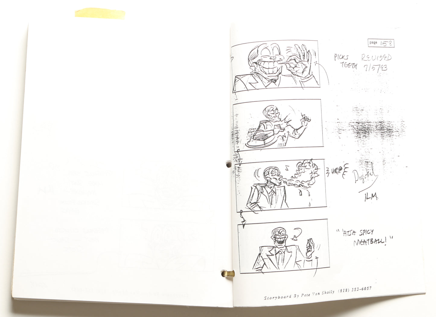 
                  
                    Wes Takahashi Industrial Light & Magic Collection - Jim Carrey The Mask Production Storyboards 165 Pages - 1993
                  
                