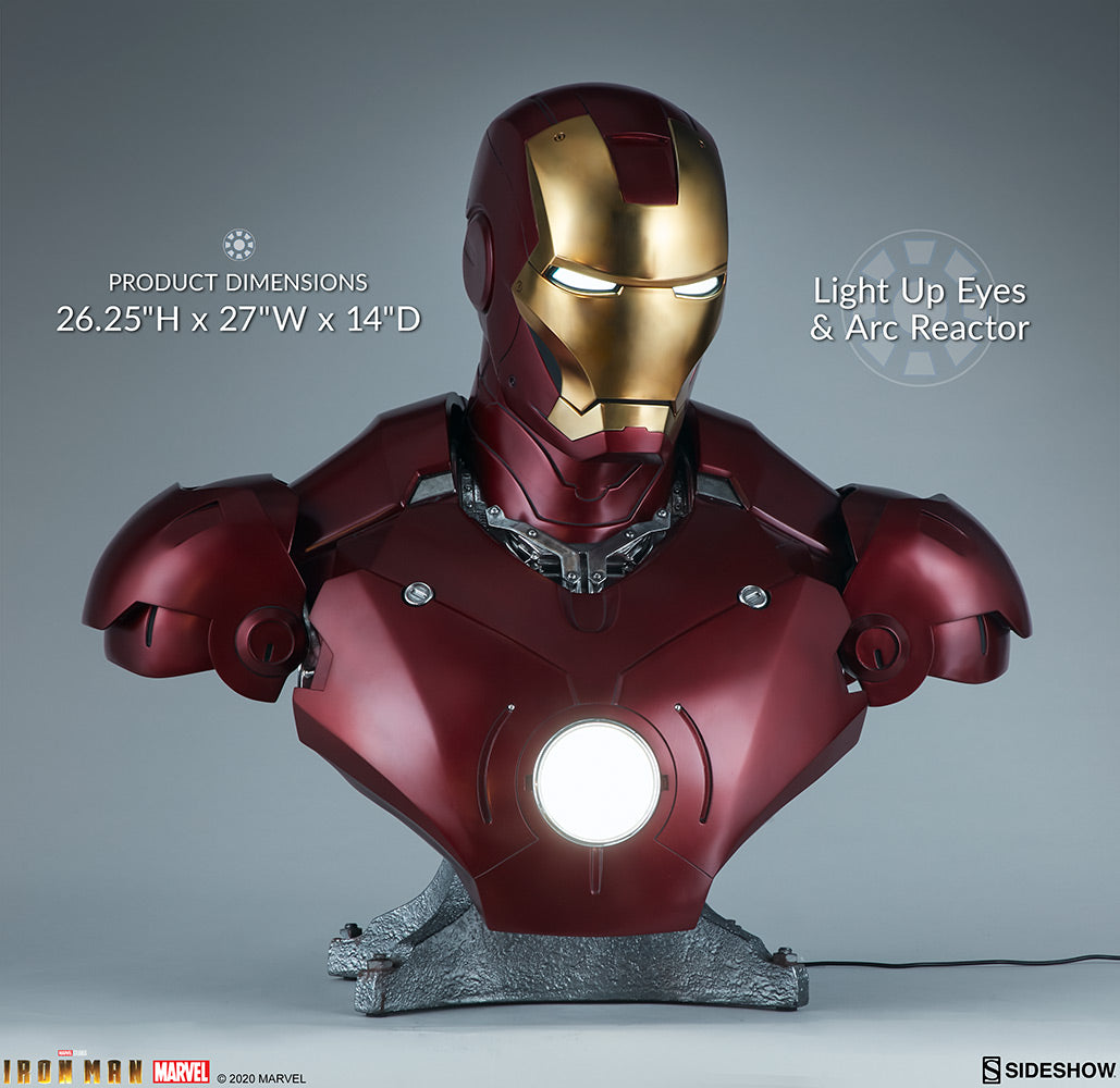 
                  
                    Iron Man Mark III Life-Size Bust Armor by Sideshow (SWAU) Signed by Robert Downey Jr.
                  
                