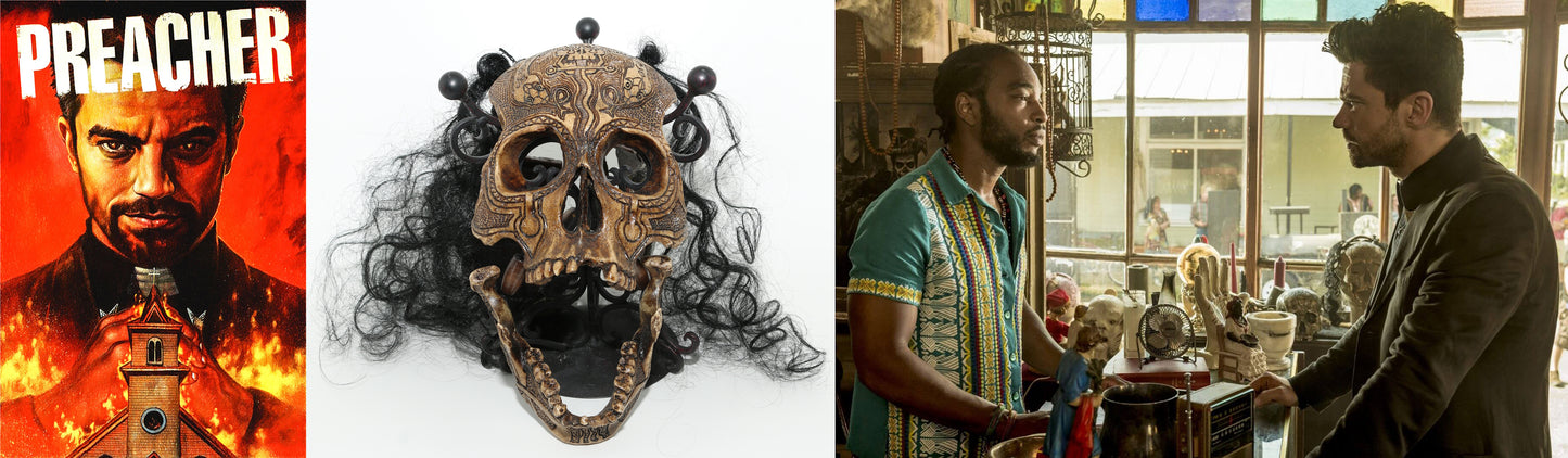 
                  
                    Preacher AMC TV Series Production Used Snake Eater Skull Prop from Papa Bebe's Voodoo Shop in the Episode Sokosha - 2017
                  
                