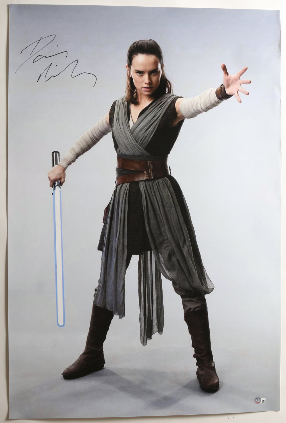 Daisy Ridley as Rey in Star Wars: The Last Jedi (Beckett Witnessed) Signed 24x36 Poster
