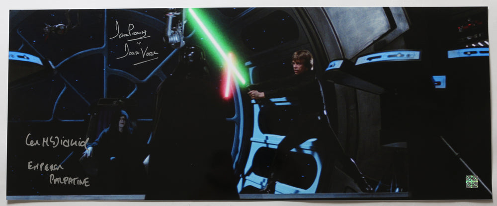 Dave Prowse as Darth Vader & Ian McDiarmid as The Emperor in Star Wars: Return of the Jedi Signed 12x30 Photo with Character Names