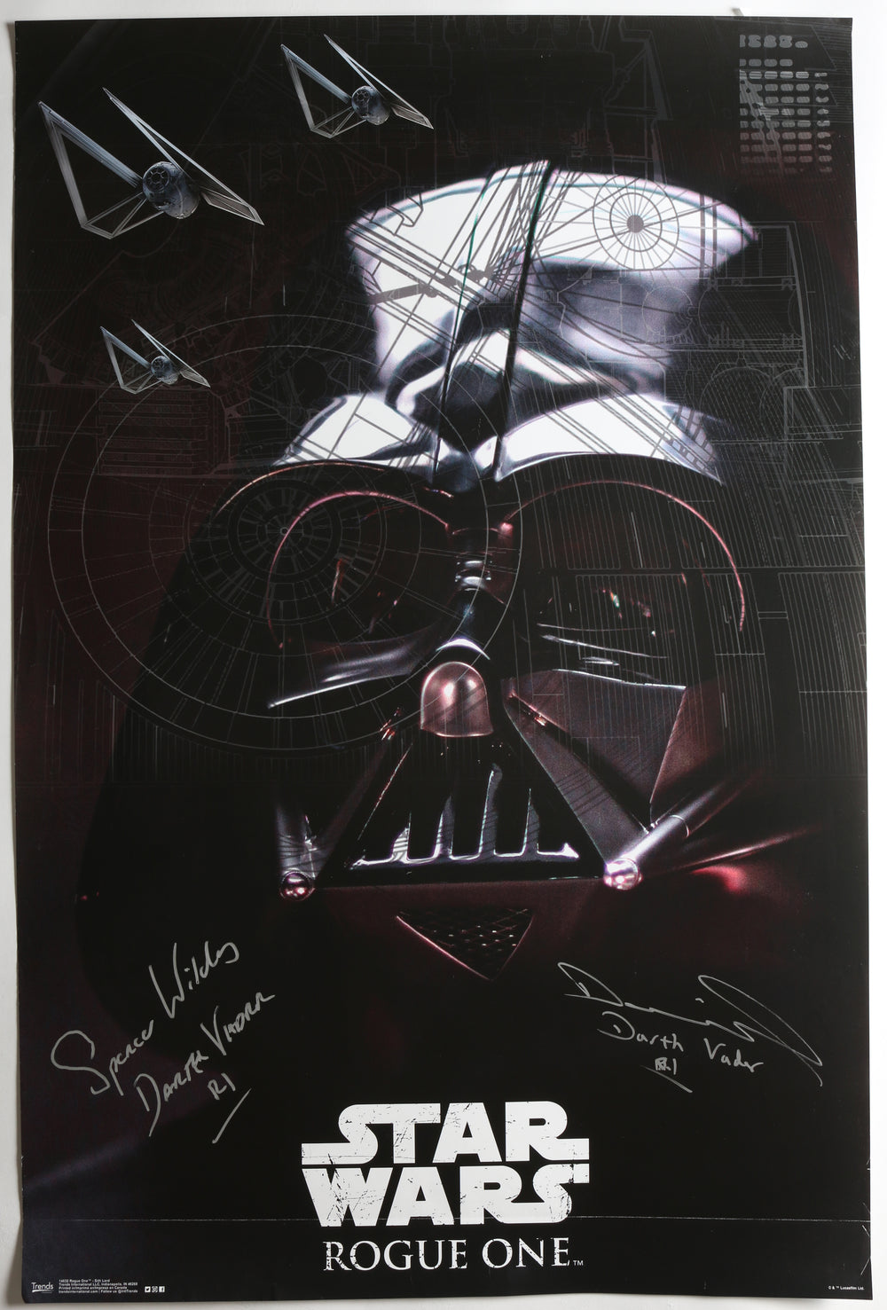 Spencer Wilding & Daniel Naprous as Darth Vader in Rogue One: A Star Wars Story Signed 22.5x34 Poster