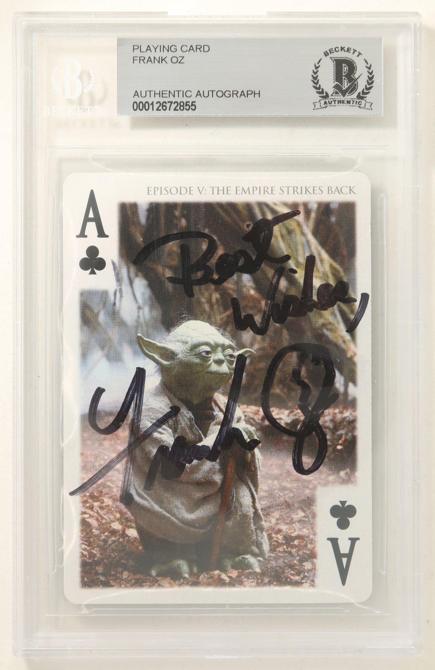 
                  
                    Frank Oz as Yoda in Star Wars: The Empire Strikes Back (Beckett Slabbed) Signed Trading Card
                  
                