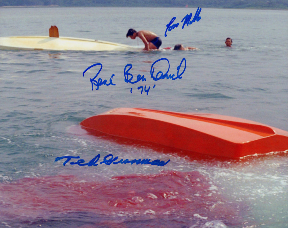 Jaws 8x10 Photo (K9) Signed by Victim: Ted Grossman and Kids: Rene BenDavid & Tommy Mello