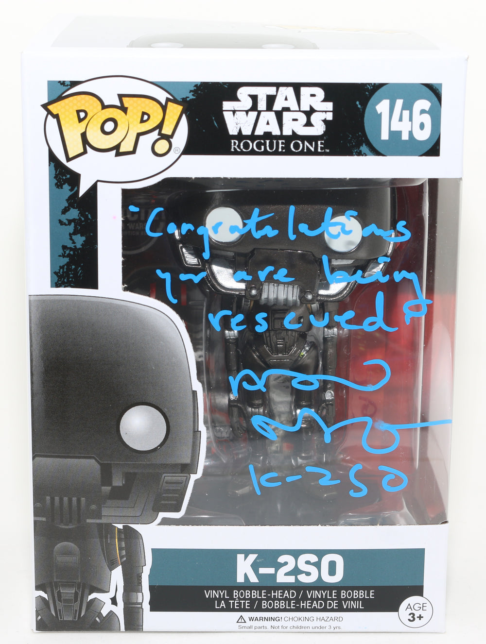 Alan Tudyk as K-2SO in Rogue One: A Star Wars Story Signed POP! Funko with Character Name & Quote