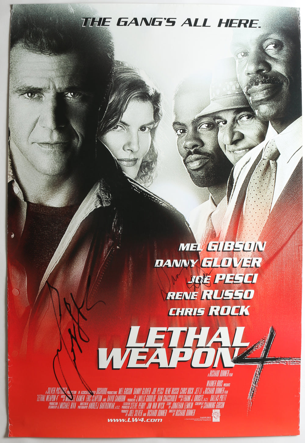 Mel Gibson as Martin Riggs & Danny Glover as Roger Murtaugh in Lethal Weapon 4 Signed 27x40 Poster