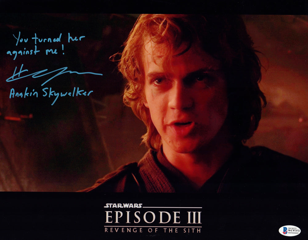 Hayden Christensen as Anakin Skywalker from Star Wars Episode III: Revenge of the Sith Signed 11x14 (SWAU BAS Witnessed) Photo with Quote & Character Name