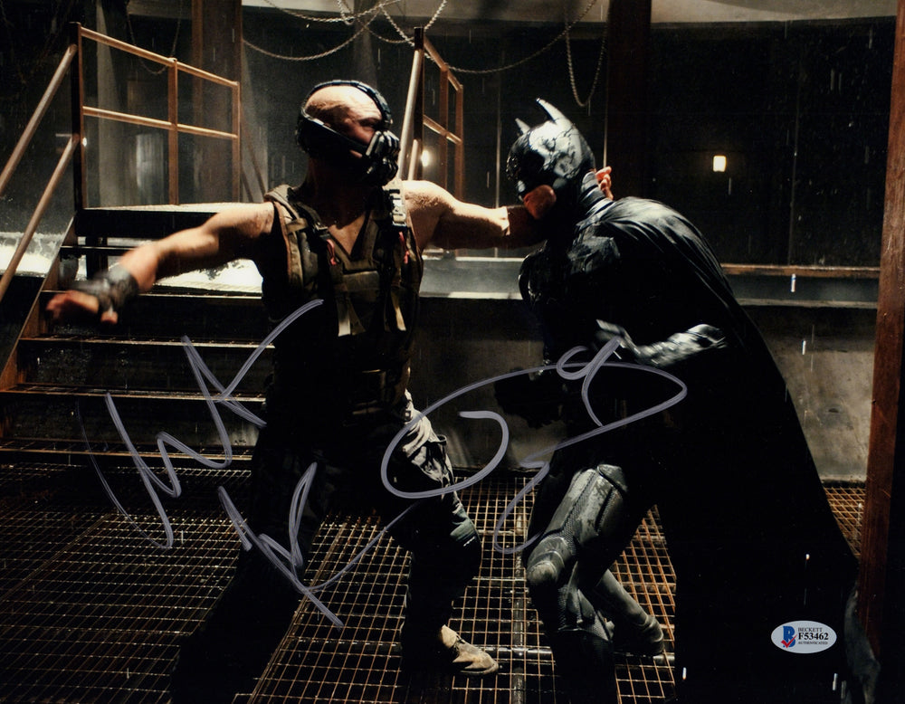 Christian Bale as Batman vs. Tom Hardy as Bane in The Dark Knight Rises Signed 11x14 Photo