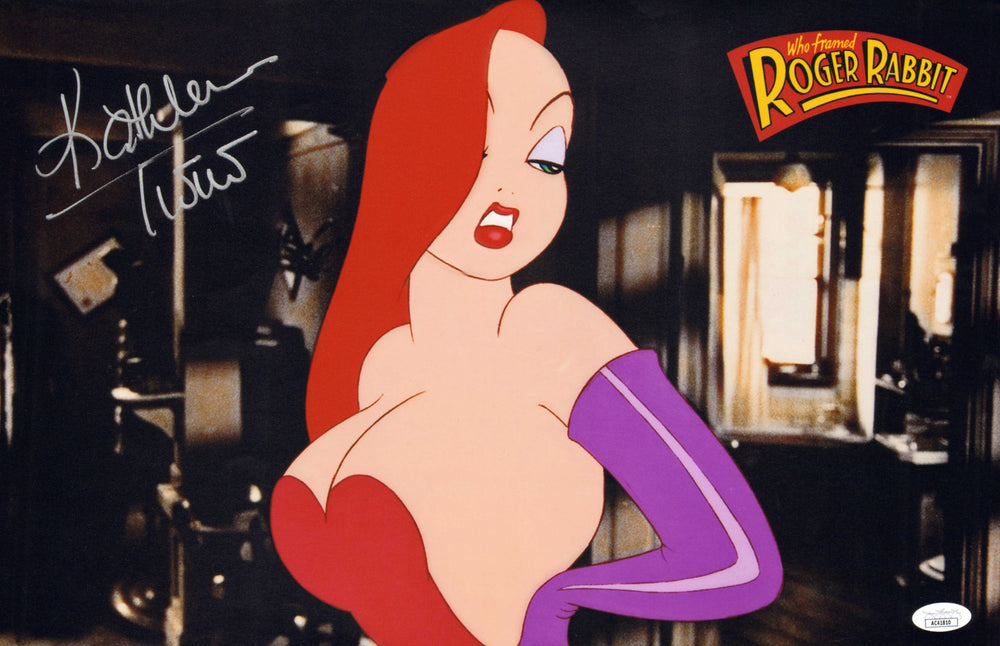Kathleen Turner as Jessica Rabbit in Who Framed Roger Rabbit (JSA) Signed 11x17 Photo