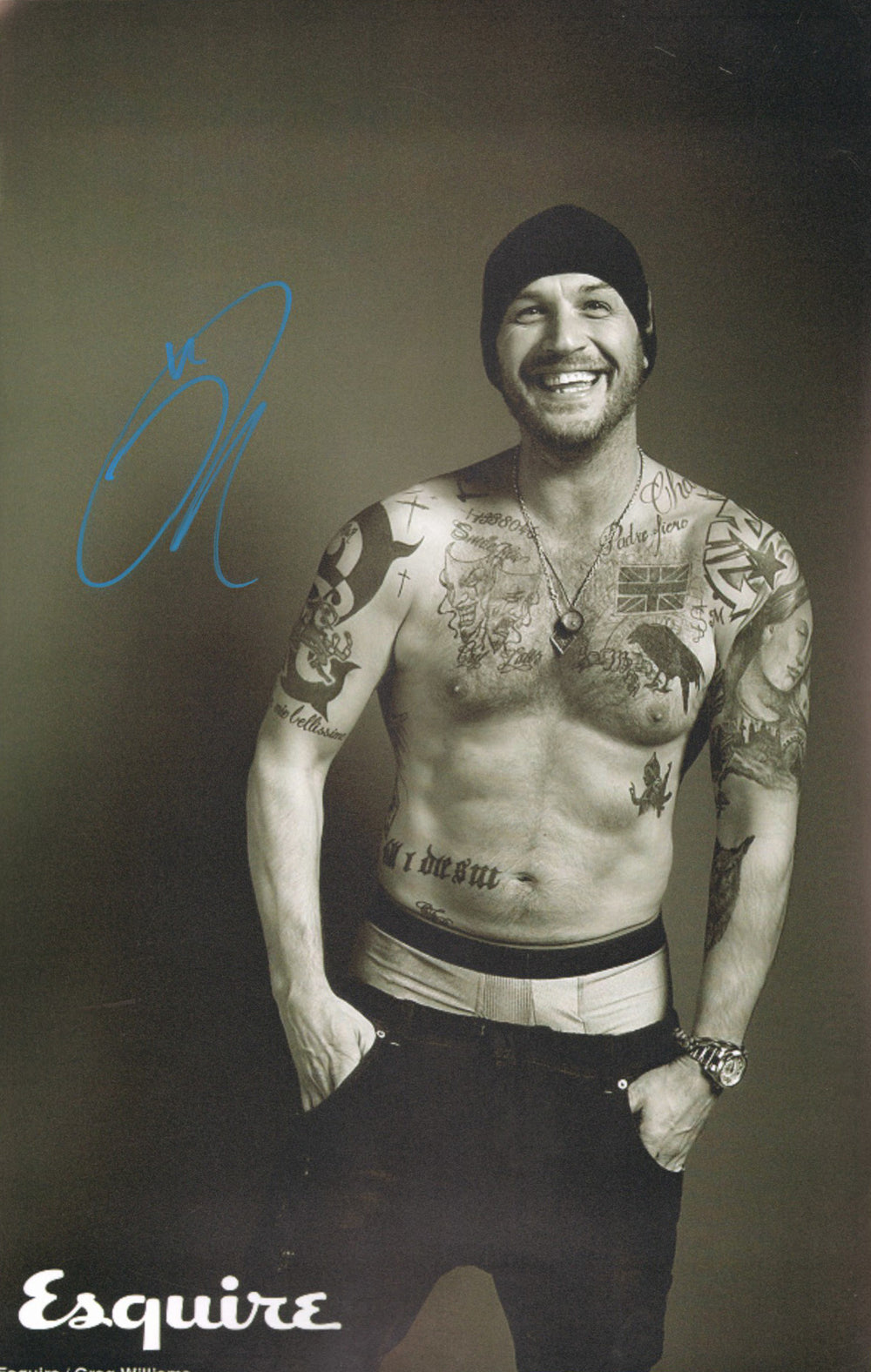 Tom Hardy from Mad Max: Fury Road, Peaky Blinders, Venom, & The Dark Knight Rises Sexy Signed 11x17 Photo