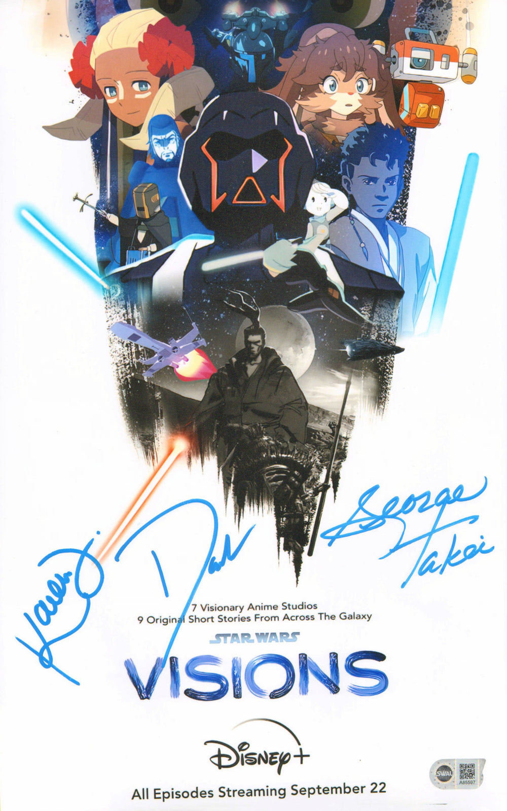 David Harbour as Tajin, George Takei as Senshuu & Karen Fukuhara as F in Star Wars: Visions (SWAU) Signed 11x17 Mini Poster