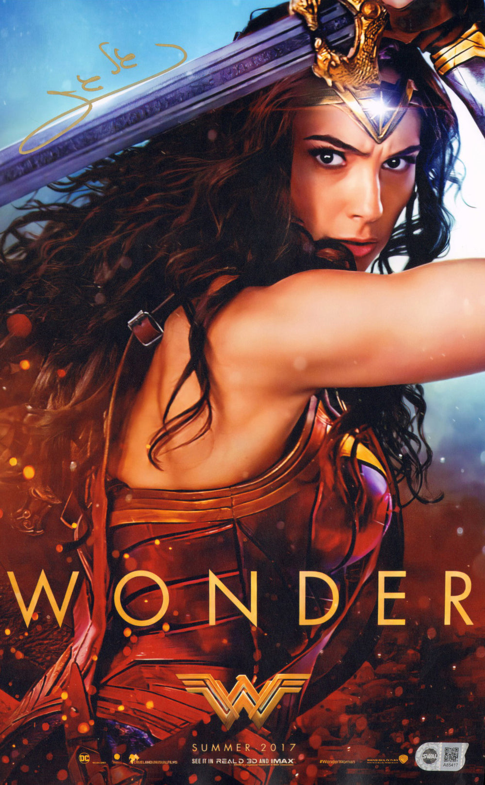Gal Gadot as Wonder Woman in Wonder Woman (SWAU) Signed 11x17 Mini Poster