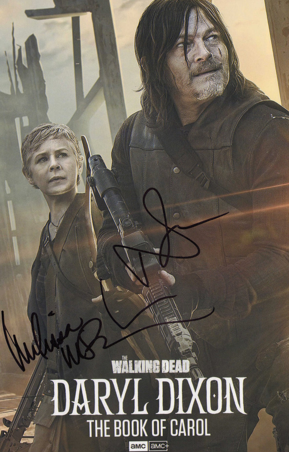 Norman Reedus as Daryl Dixon & Melissa McBride as Carol Peletier in The Walking Dead: Daryl Dixon Signed 11x17 Mini Poster