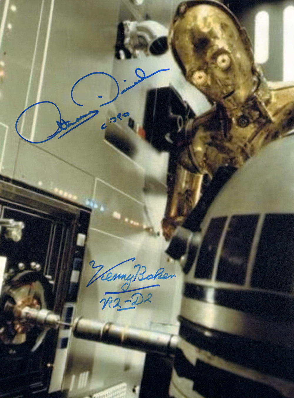 Anthony Daniels as C-3PO & Kenny Baker as R2-D2 in Star Wars: A New Hope Signed 11x14 Photo with Character Names