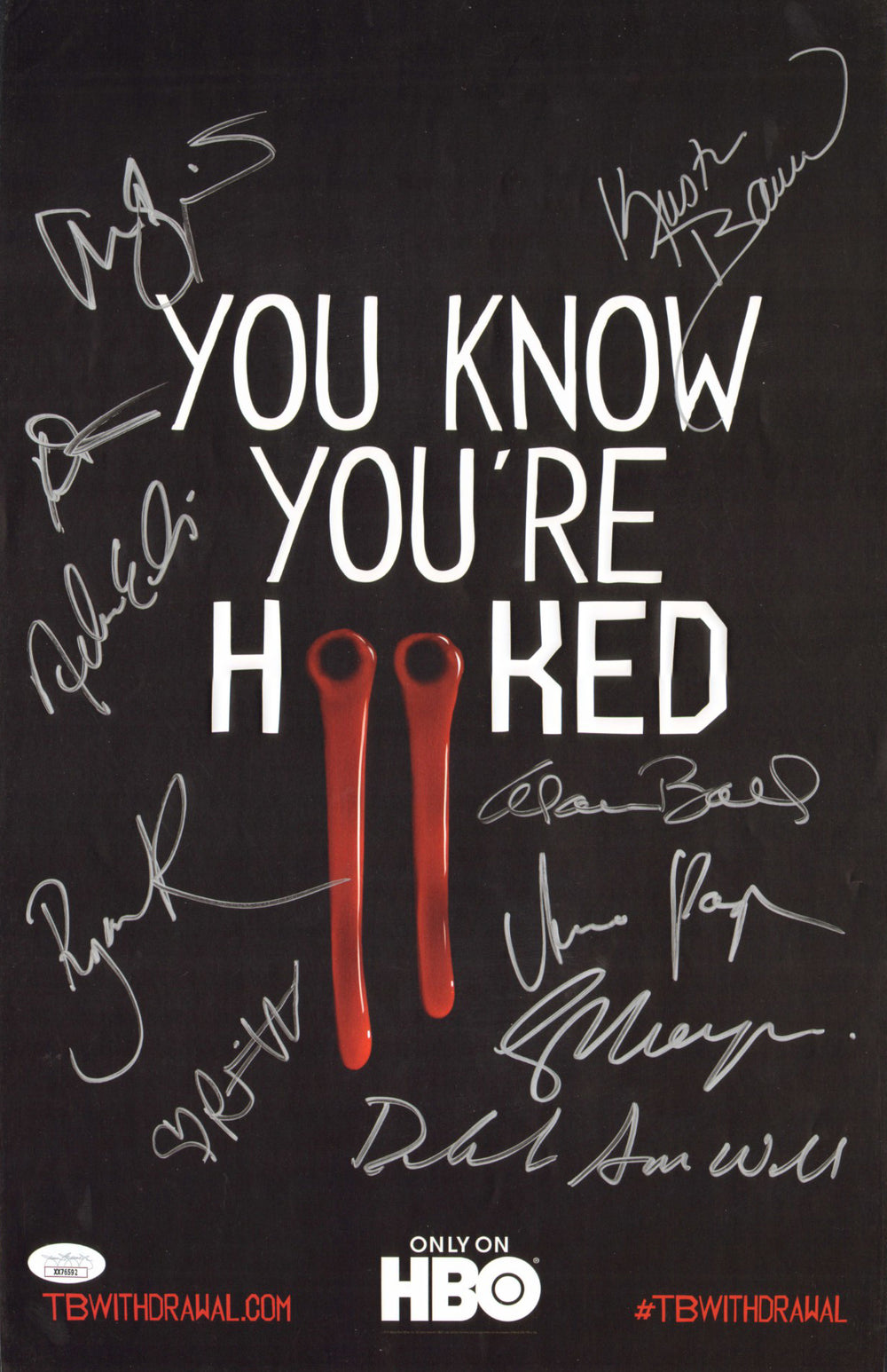 True Blood 11x17 Mini Poster (JSA) Cast Signed by Anna Paquin, Alexander Skarsgard, Kristin Bauer, Stephen Moyer, Alan Ball, Deborah Ann Woll, Rutina Wesley, Nathan Ellis, Ryan Kwanten, & Kevin Alejandro