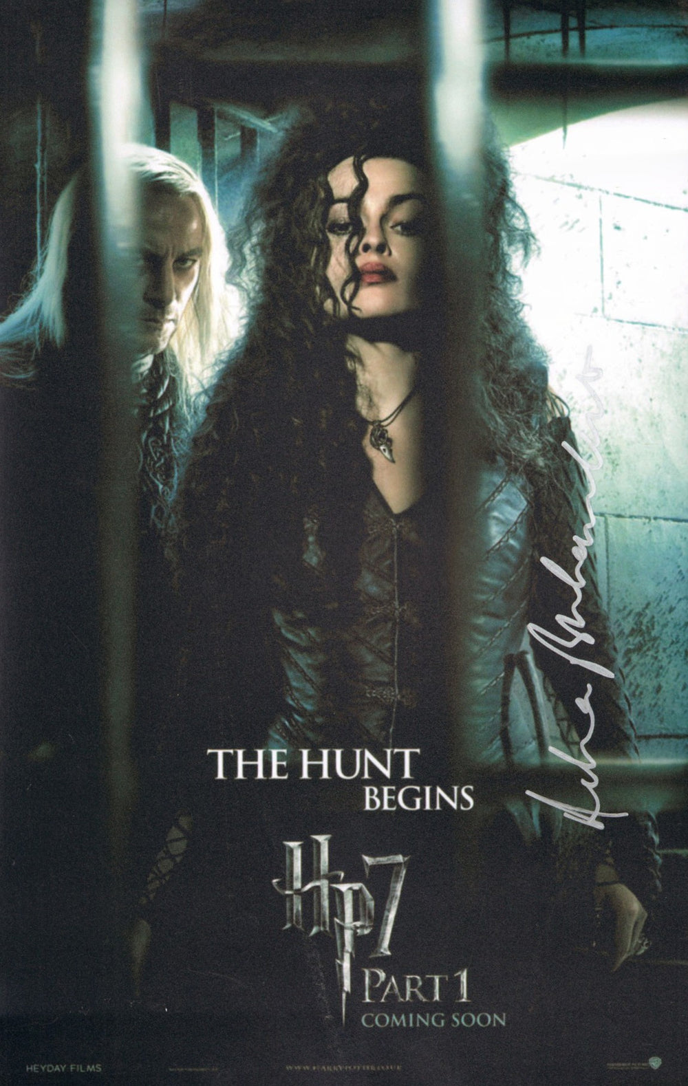 Helena Bonham Carter as Bellatrix Lestrange in Harry Potter & The Deathly Hallows Part 1 Signed 11x17 Mini Poster