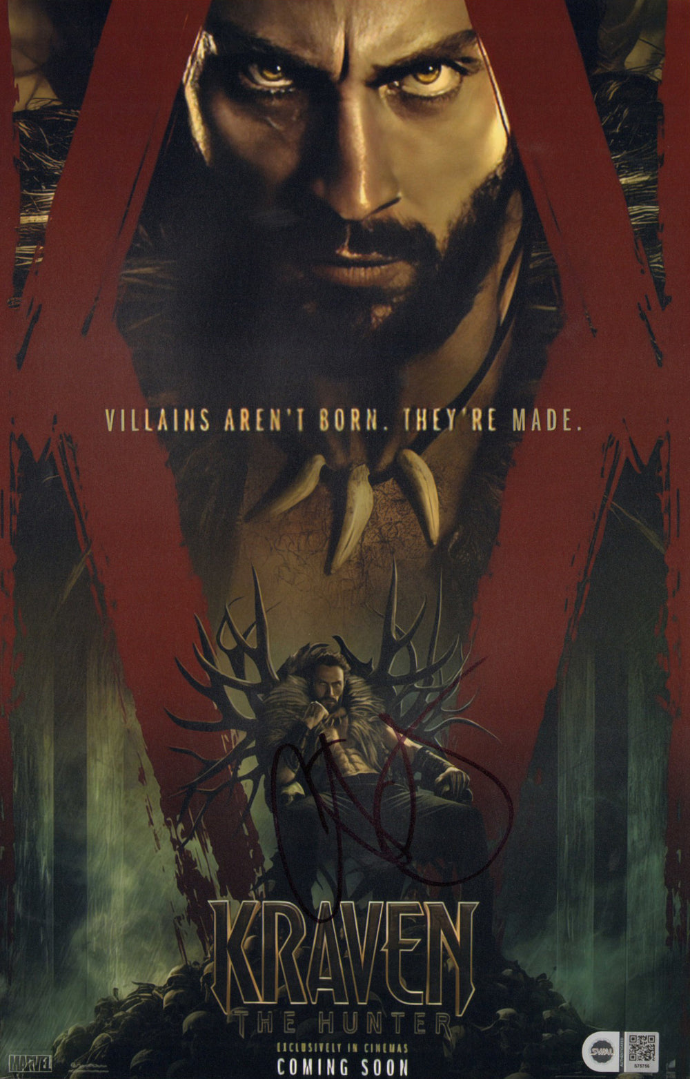 Aaron Taylor-Johnson as Sergei Kravinoff in Kraven the Hunter (SWAU) Signed 11x17 Mini Poster