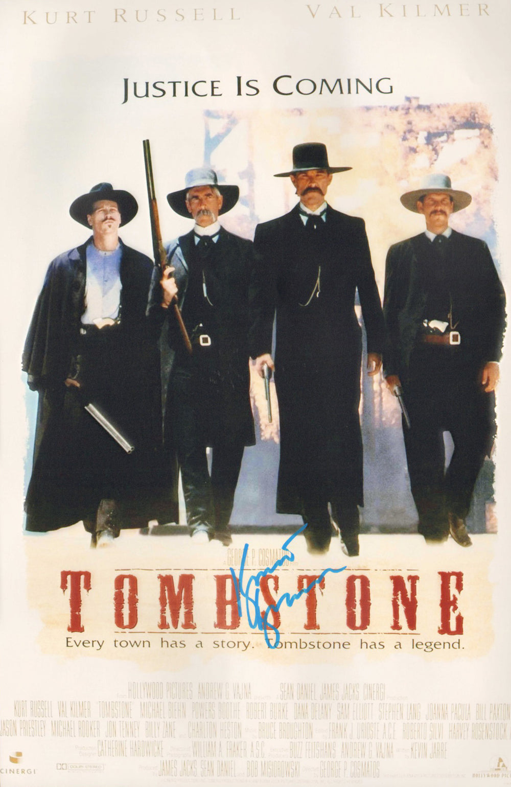 Kurt Russell as Wyatt Earp in Tombstone Signed 12x18 Mini Poster