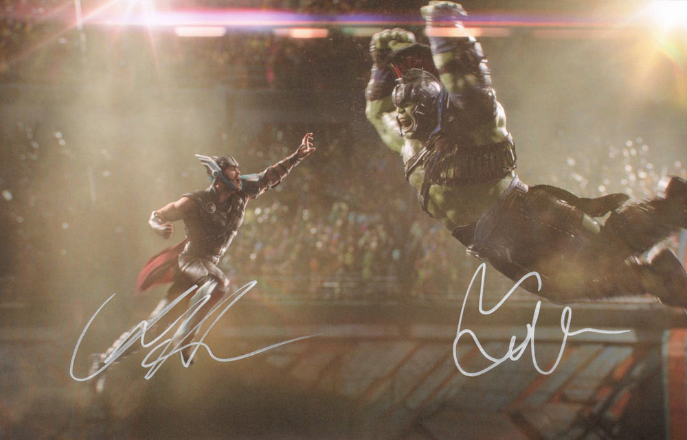 Chris Hemsworth as Thor vs. Mark Ruffalo as the Hulk in Thor: Ragnarok Signed 11x17 Photo