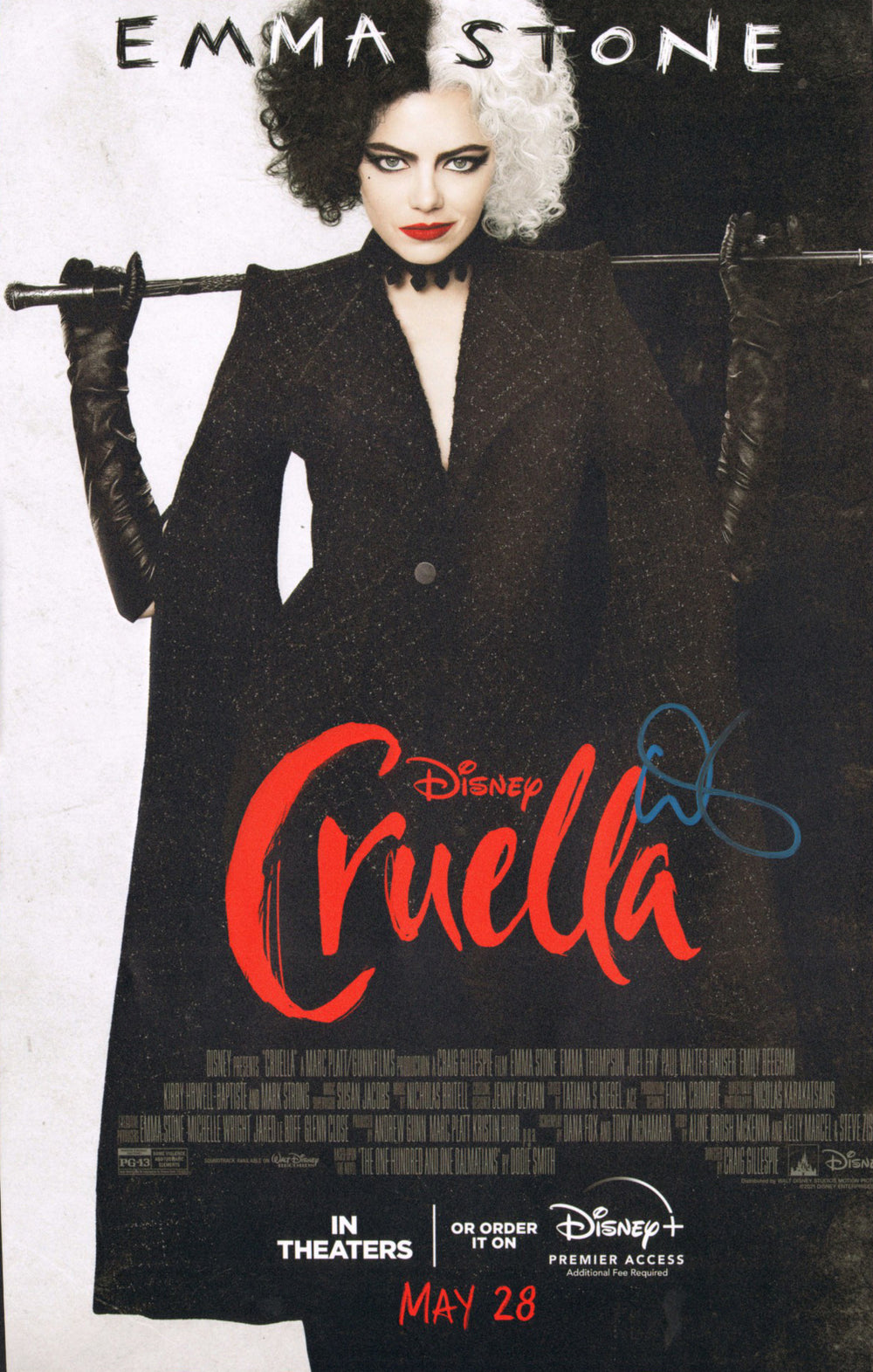 Emma Stone as Cruella de Vil in Cruella Signed 11x17 Mini Poster