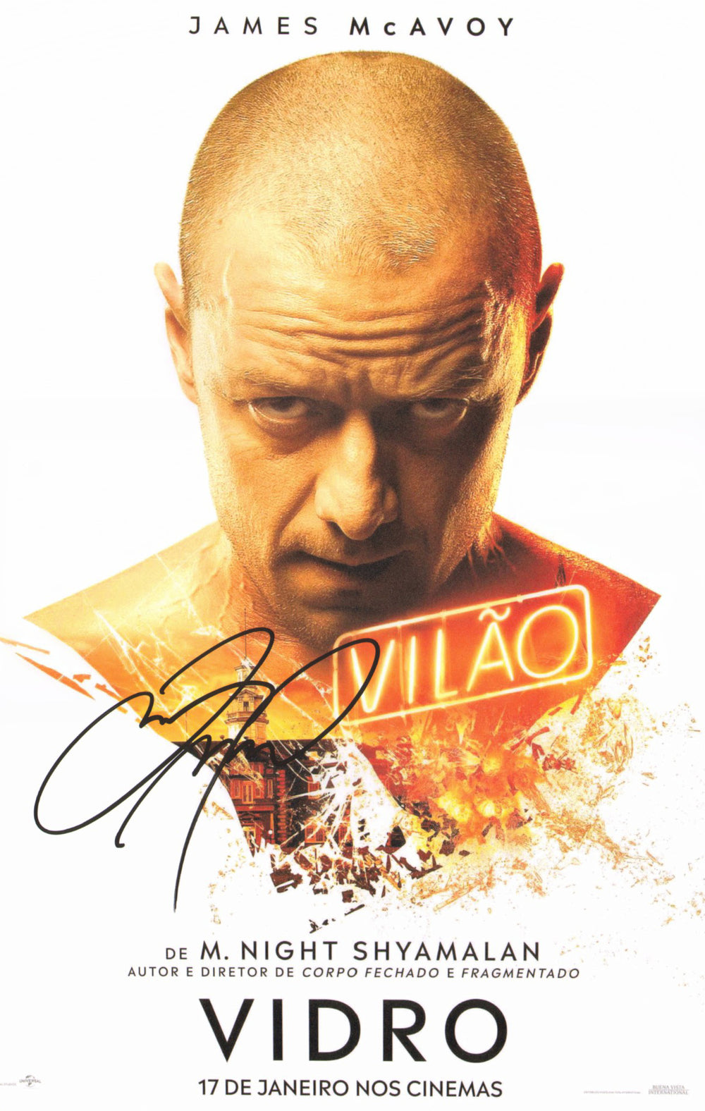 James McAvoy as Kevin Wendell Crumb / The Horde in Glass Signed 11x17 Portugese Mini Poster