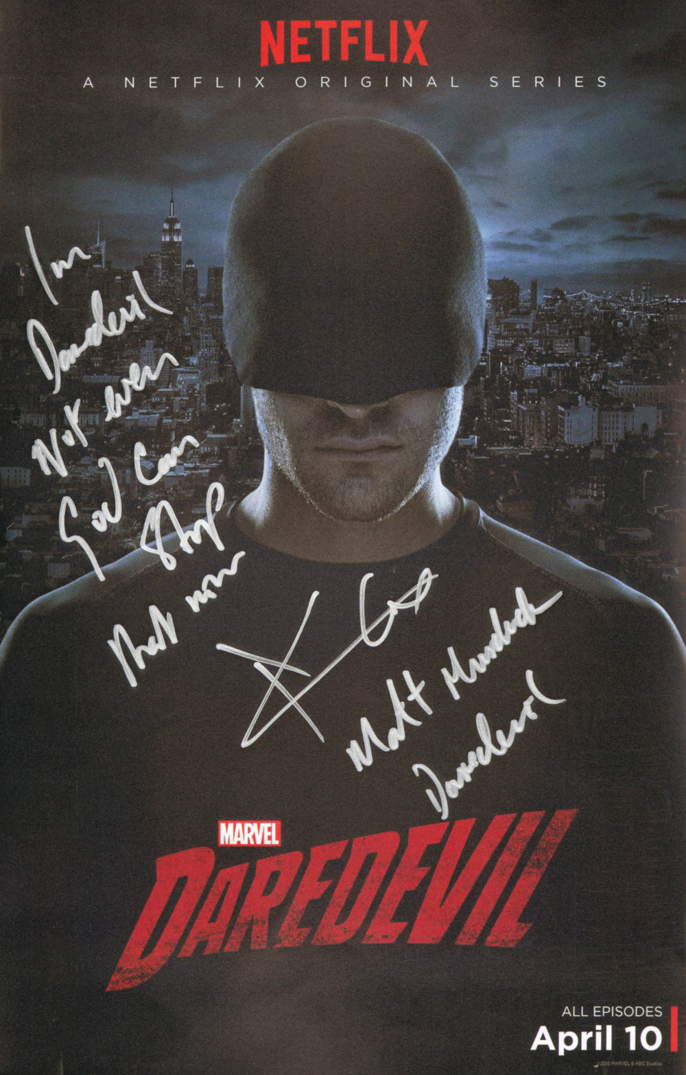Charlie Cox as Matt Murdock in Daredevil Signed 11x17 Mini Poster with Character Name & Quote