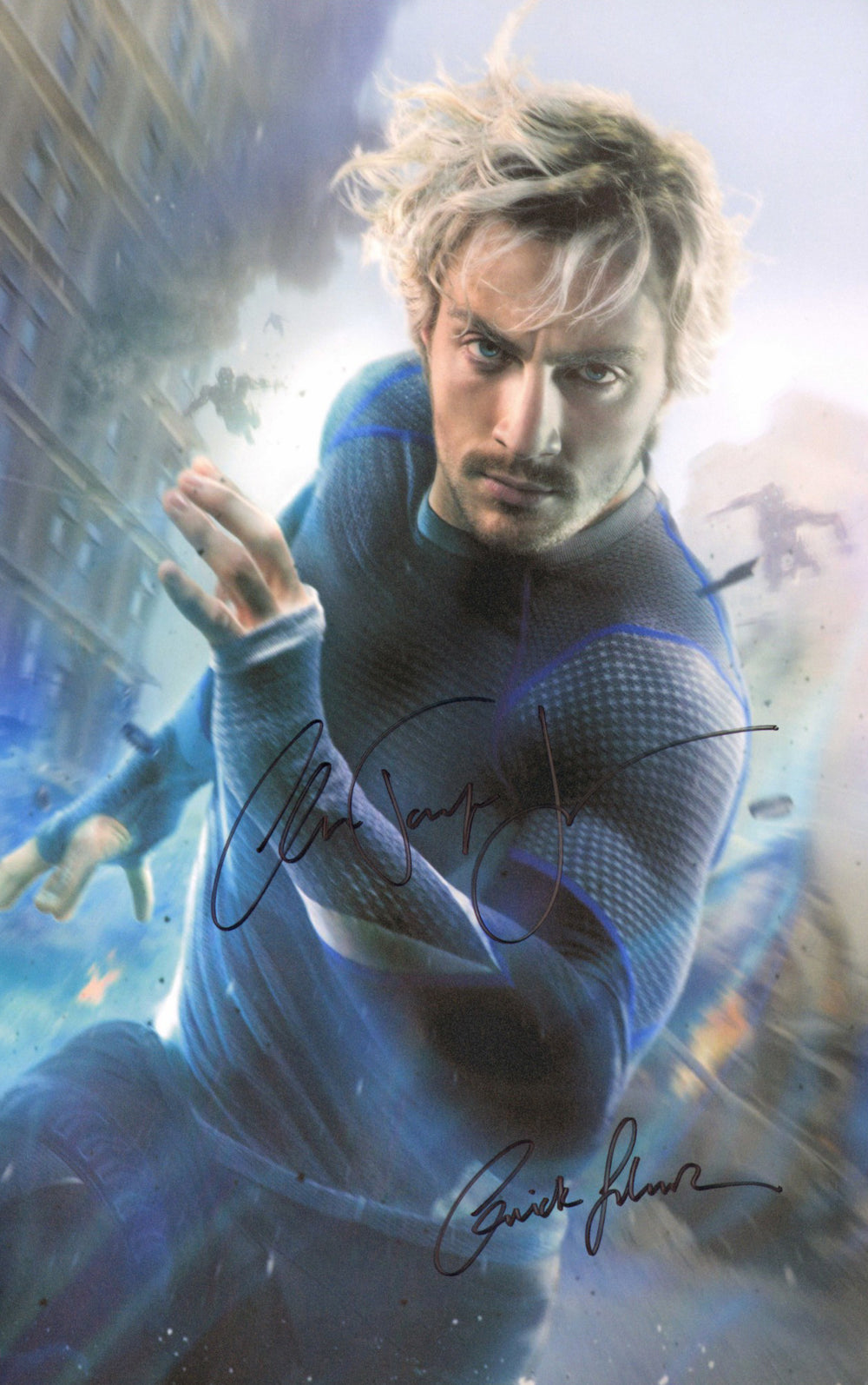 Aaron Taylor Johnson as Quick Silver in Avengers: Age of Ultron Signed 11x17 Photo with Character Name