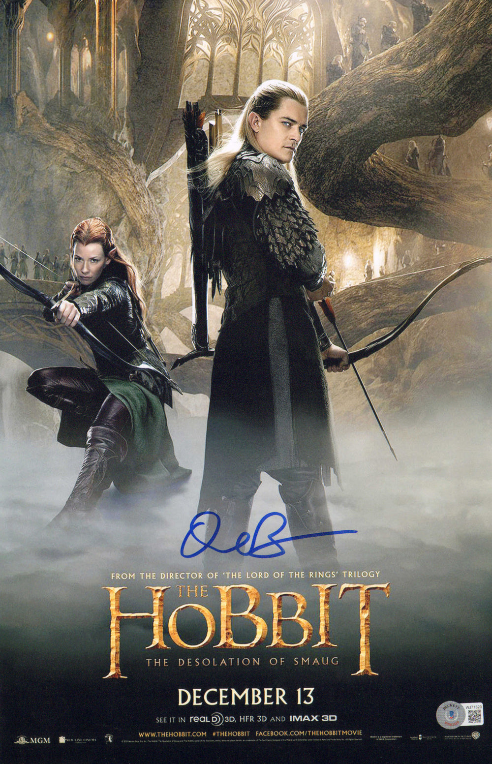 Orlando Bloom as Legolas in The Hobbit (Beckett) Signed 11x17 Mini Poster