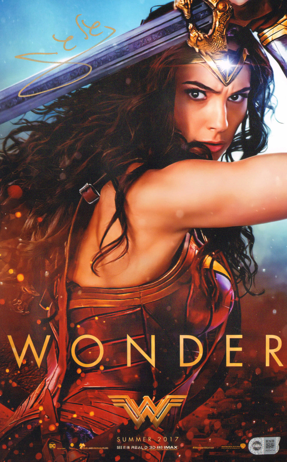 Gal Gadot as Wonder Woman in Wonder Woman (SWAU) Signed 11x17 Mini Poster