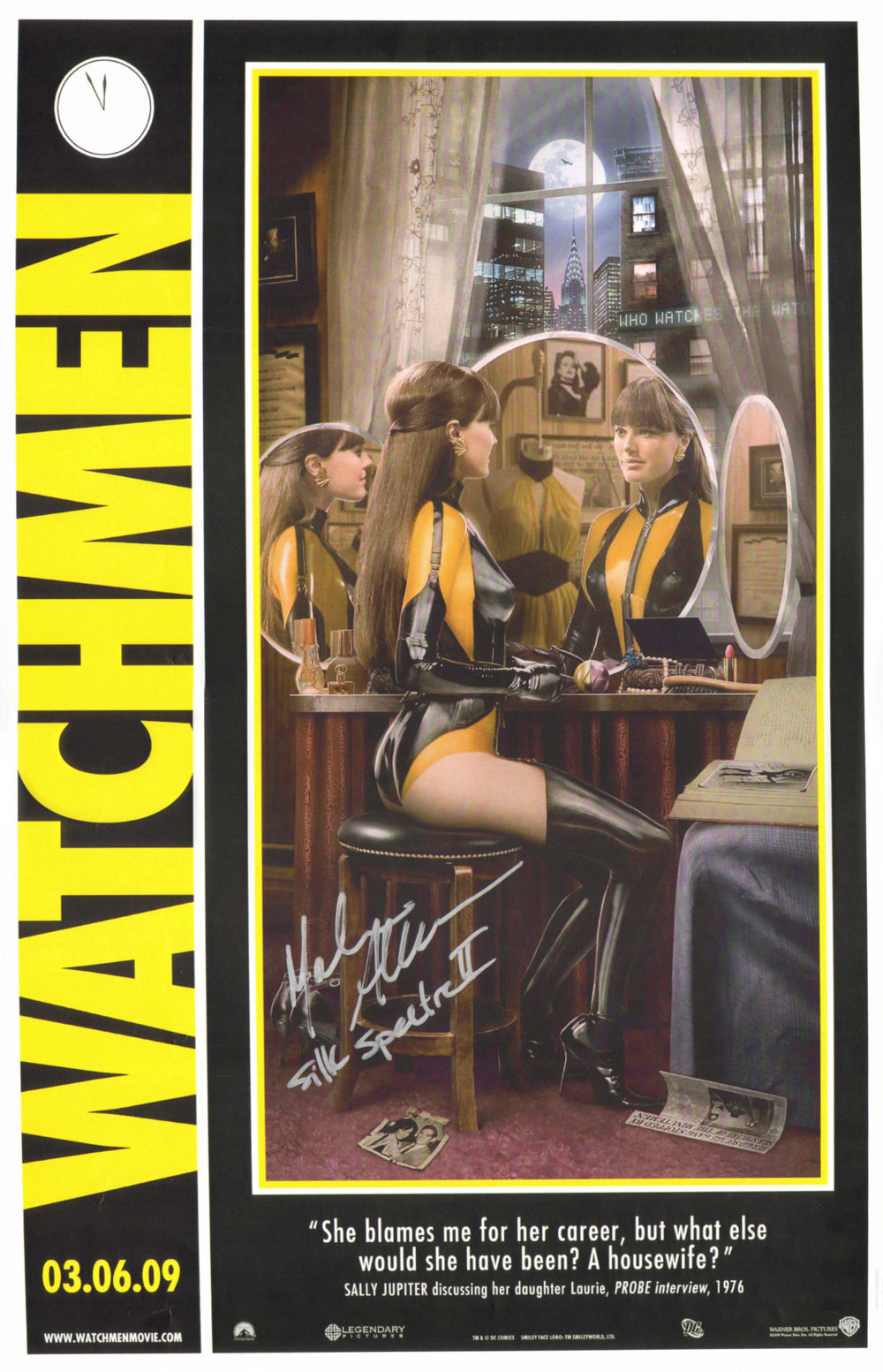 Malin Åkerman as Laurie Silk Spectre II in Watchmen Signed 11x17 Mini Poster with Character Name