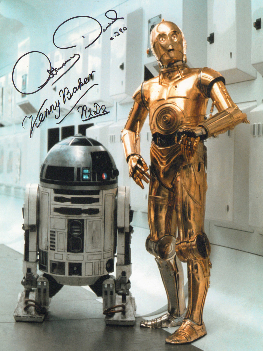 Anthony Daniels as C-3PO & Kenny Baker as R2-D2 in Star Wars: A New Hope Signed 12x16 Photo