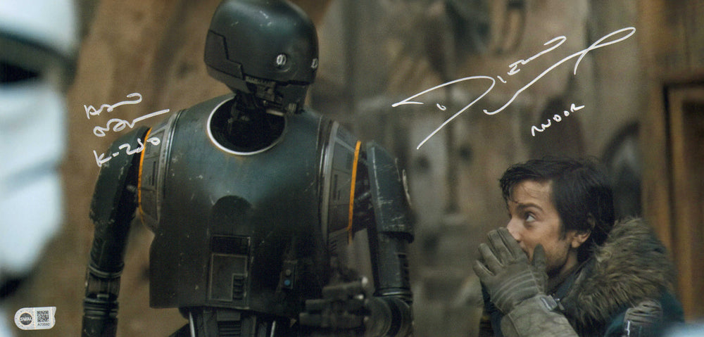 Diego Luna as Cassian Andor & Alan Tudyk as K-2SO in Rogue One: A Star Wars Story (SWAU) Signed 10x20 Photo with Character Names