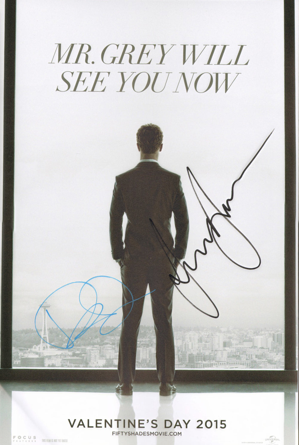Dakota Johnson as Anastasia Steele & Jamie Dornan as Christian Grey in Fifty Shades of Grey Signed 12x18 Mini Poster