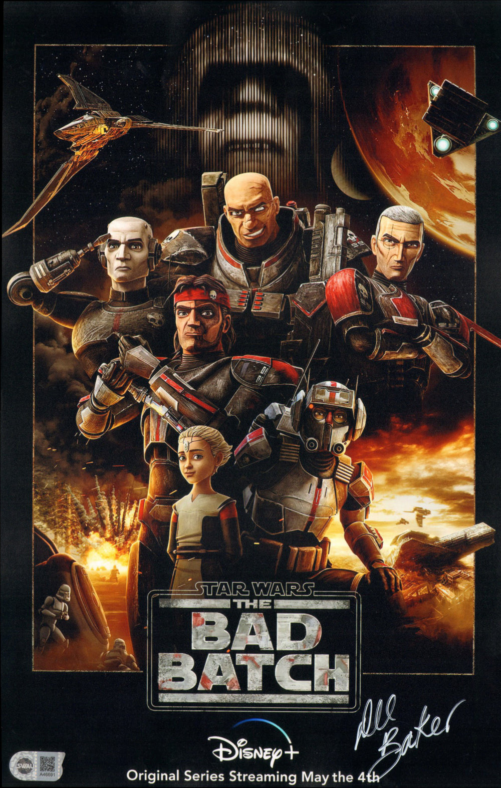 Dee Bradley Baker as Clone Force 99 in Star Wars: The Bad Batch (SWAU) Signed 11x17 Mini Poster