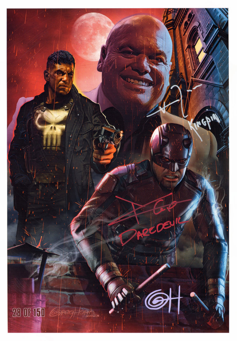 Charlie Cox as Matt Murdock & Vincent D'Onofrio as Kingpin in Daredevil Signed 14x20 Limited Edition #28/150 Greg Horn Print