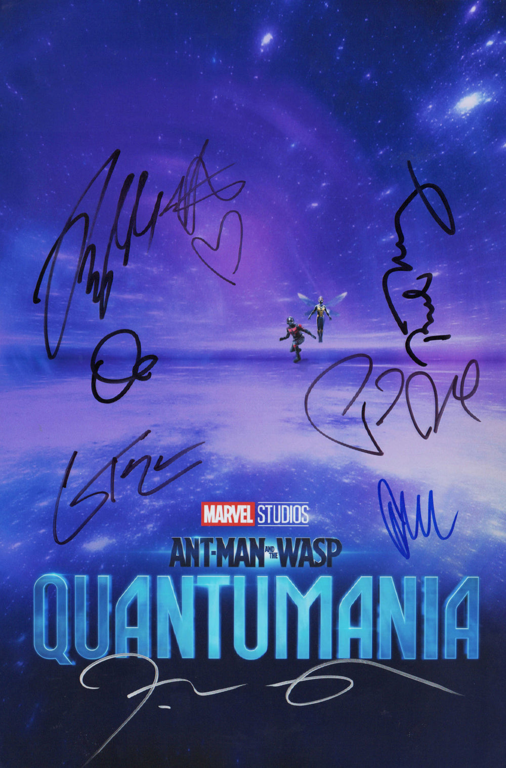 Ant-Man and the Wasp: Quantumania 12x18 Mini Poster Cast Signed by Paul Rudd, Evangeline Lilly, Kathryn Newton, Bill Murray, Corey Stoll, Jonathan Majors, Peyton Reed, and David Dastmalchian