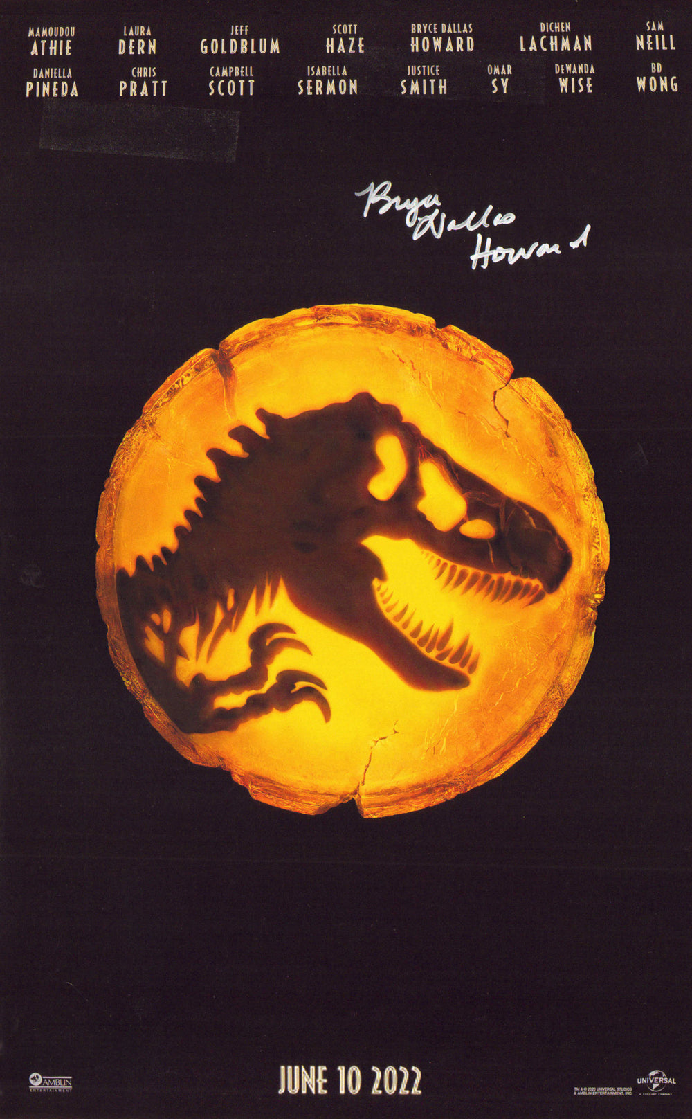 Bryce Dallas Howard as Claire Dearing in Jurassic World (SWAU) Signed 11x17 Mini Poster