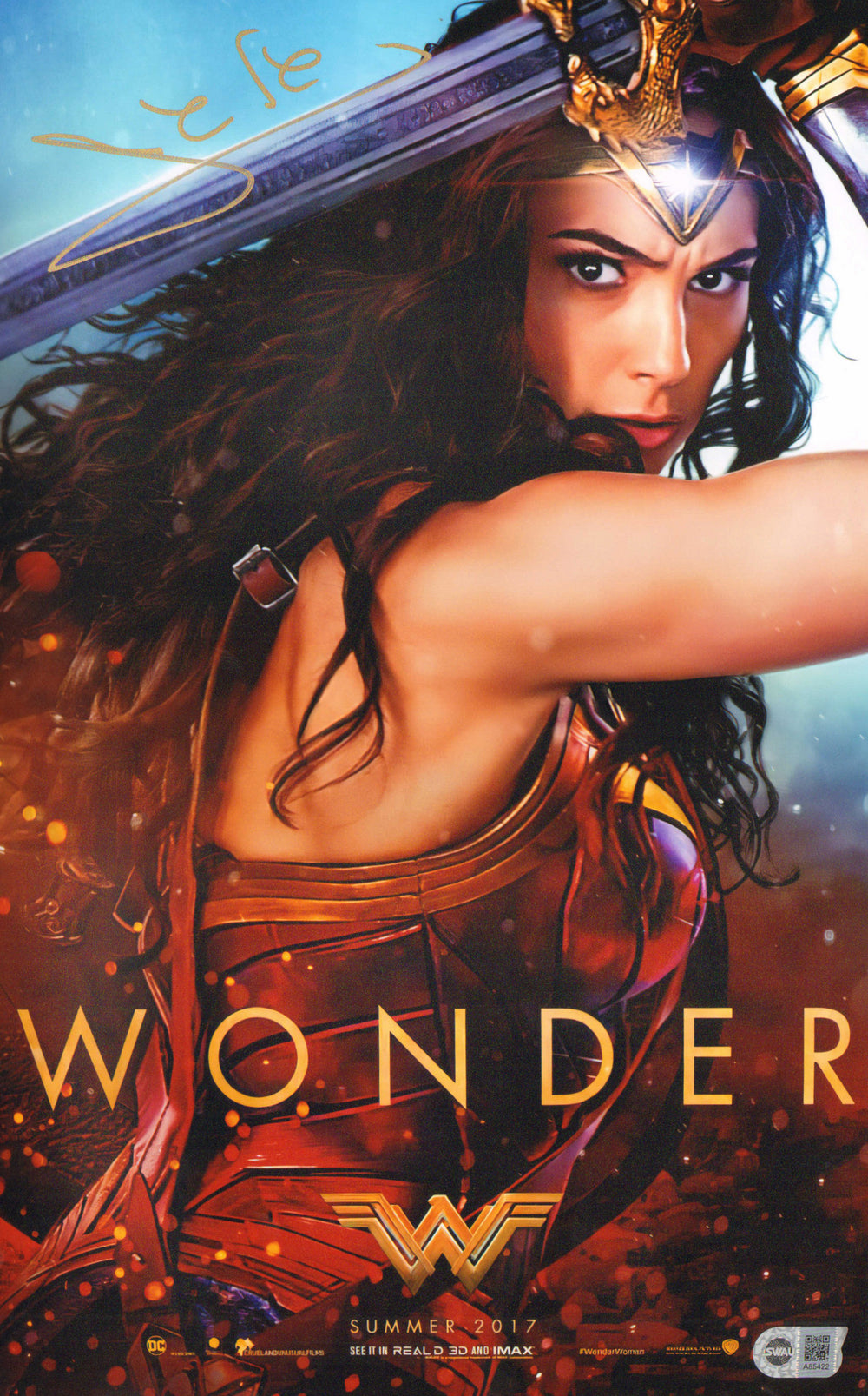 Gal Gadot as Wonder Woman in Wonder Woman (SWAU) Signed 11x17 Mini Poster