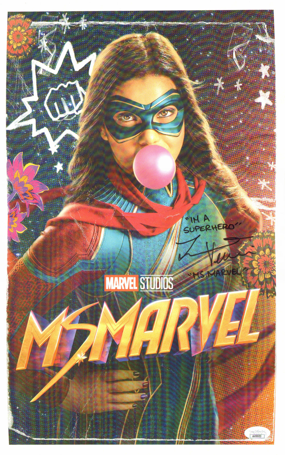 Iman Vellani as Ms. Marvel in Ms. Marvel (JSA) Signed 11x17 Mini Poster with Character Name and Quote