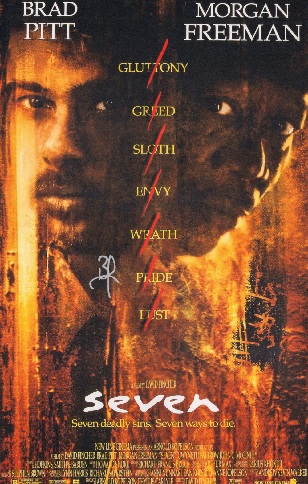 Brad Pitt as David Mills in David Fincher's Seven Signed 11x17 Mini Poster