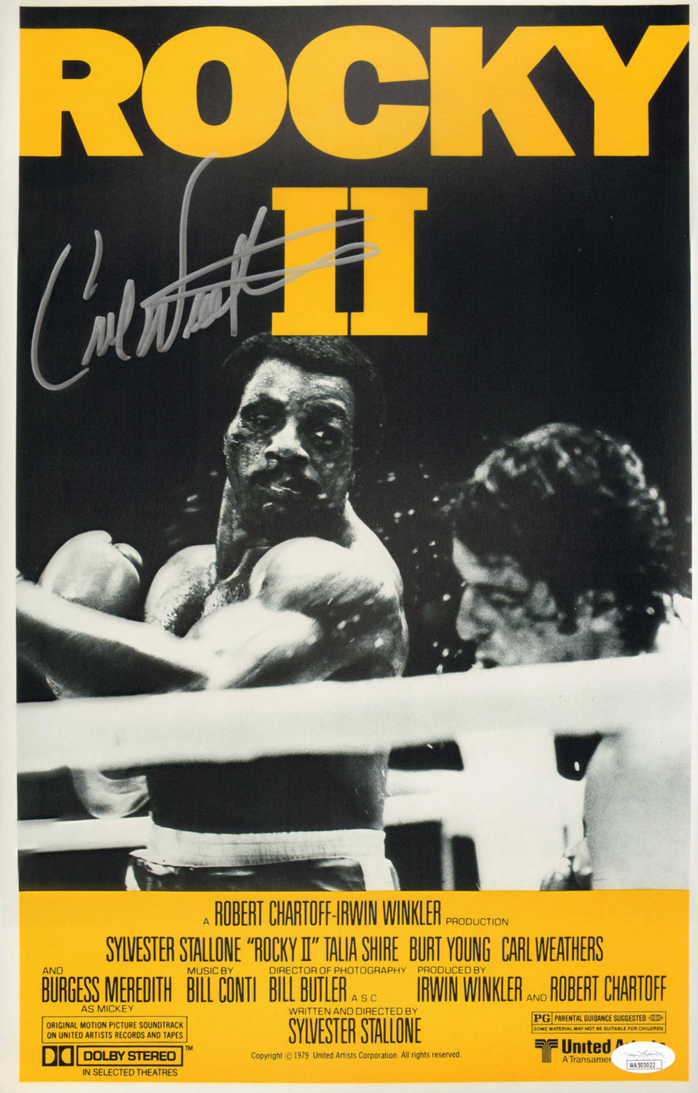 Carl Weathers as Apollo Creed in Rocky II (JSA) Signed 11x17 Mini Poster