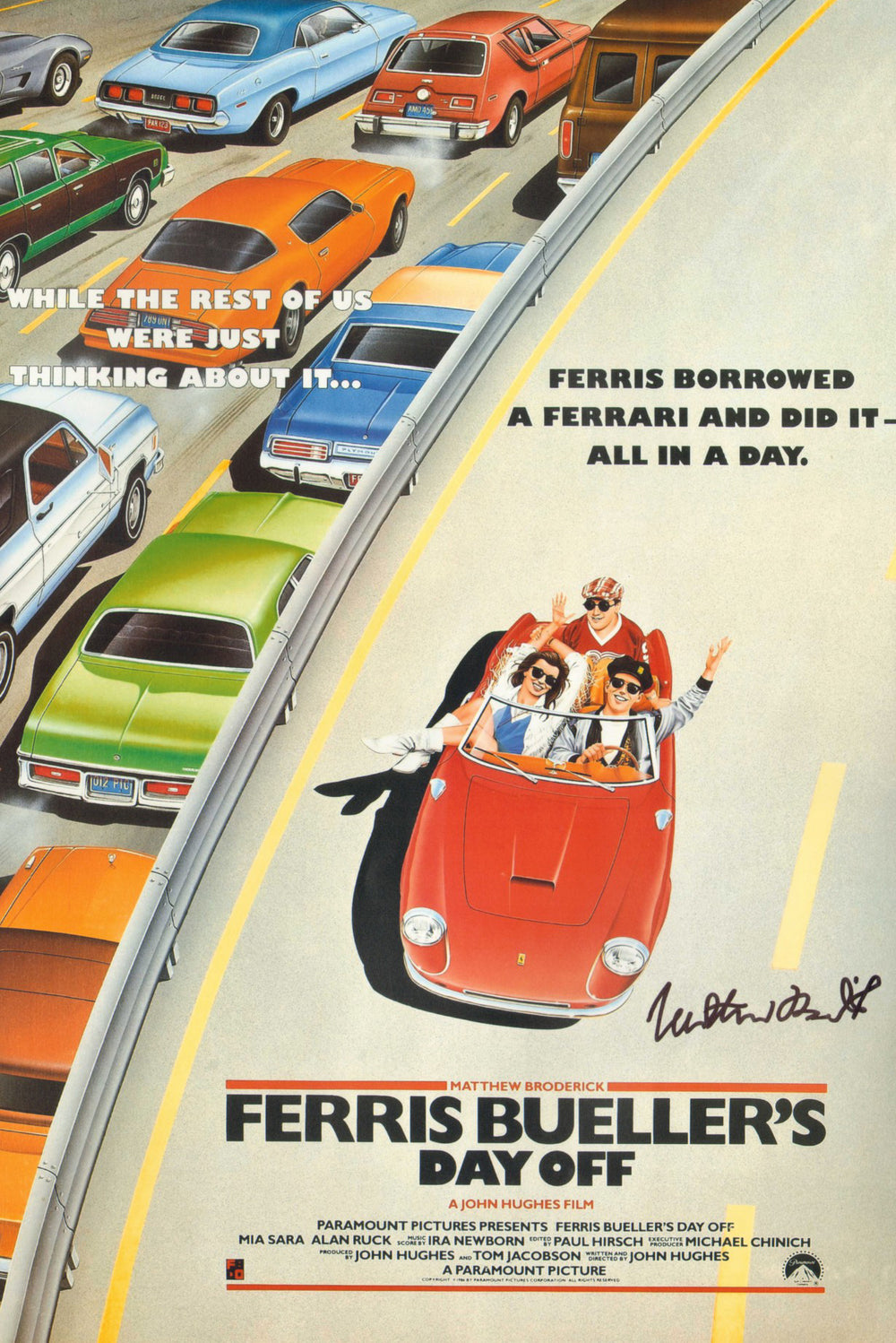 Matthew Broderick as Ferris Bueller in Ferris Bueller's Day Off Signed 12x18 Mini Poster