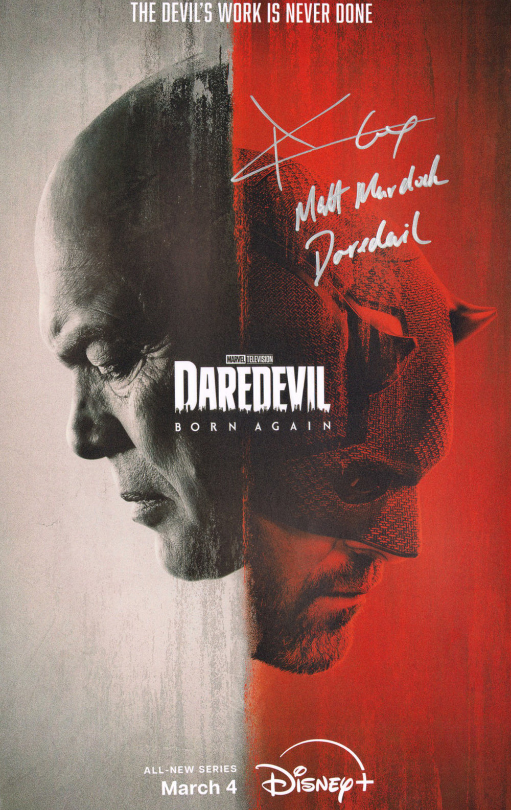 Charlie Cox as Matt Murdock / Daredevil in Daredevil: Born Again Signed 11x17 Mini Poster with Character Name