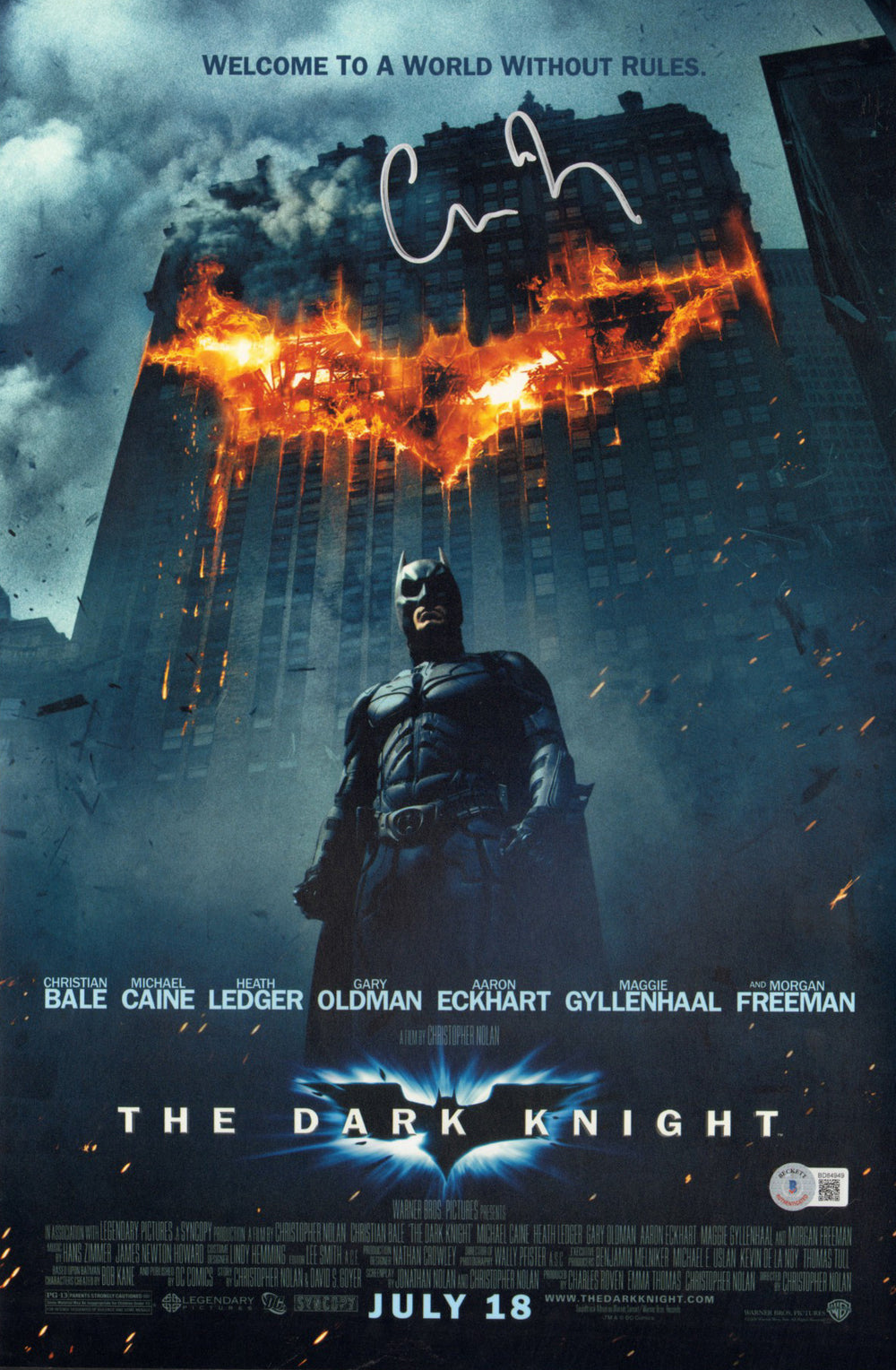 Christopher Nolan Director of The Dark Knight Rises (Beckett) Signed 12x18 Mini Poster