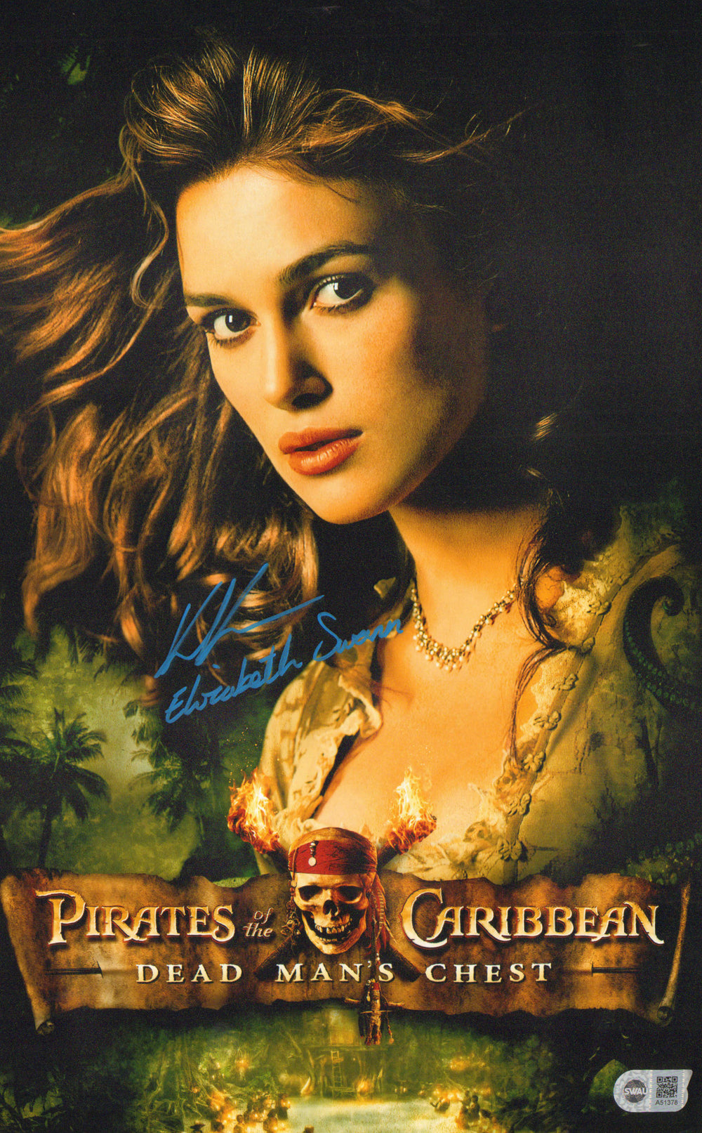 Keira Knightley as Elizabeth Swann in Pirates of the Caribbean: Dead Man's Chest (SWAU) Signed 11x17 Mini Poster with Character Name