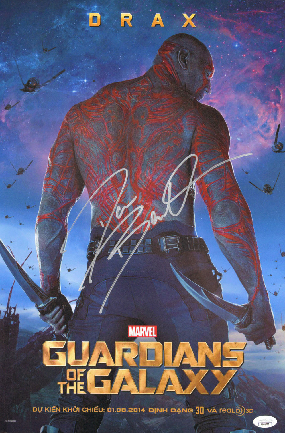 Dave Bautista as Drax the Destroyer in Guardians of the Galaxy (JSA) Signed 11x17 Mini Poster