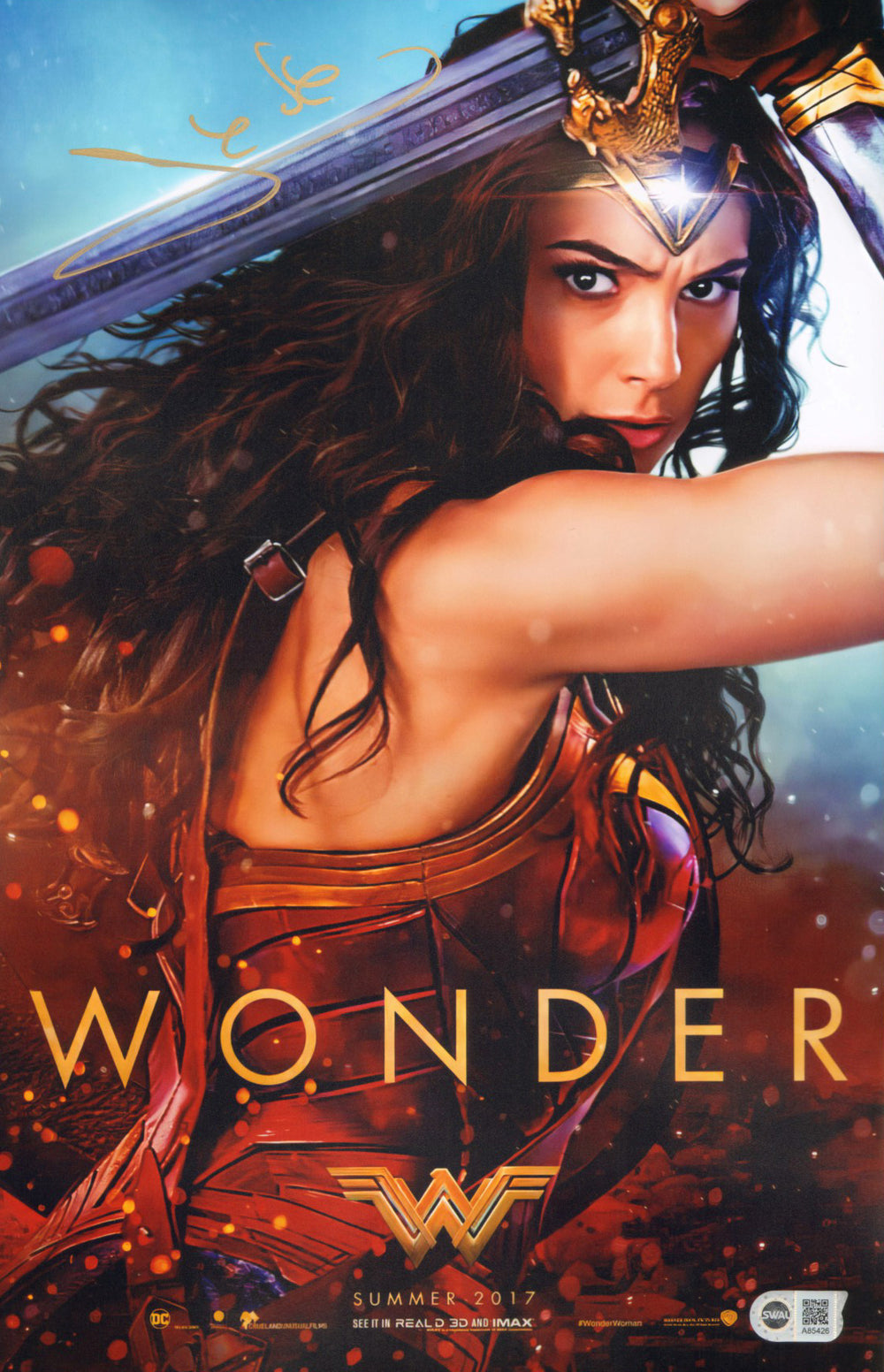 Gal Gadot as Wonder Woman in Wonder Woman (SWAU) Signed 11x17 Mini Poster
